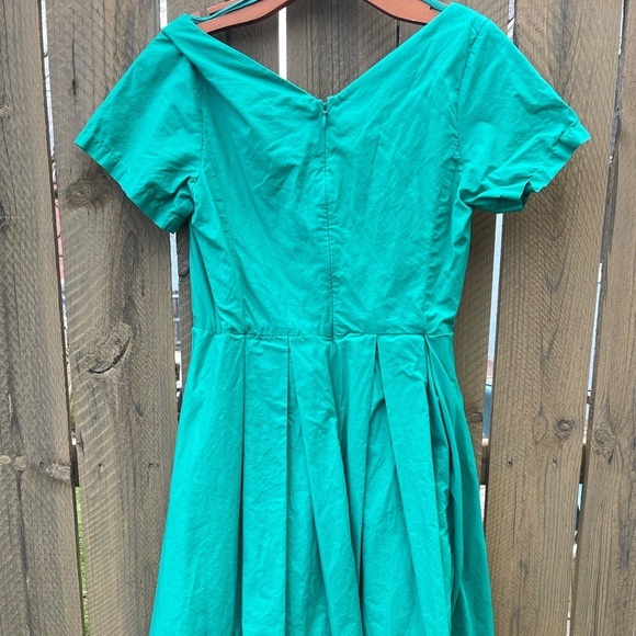 Anthropologie Maeve Asymmetrical Poplin Green Dress Size 2 - Picture 5 of 5
